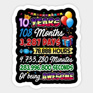 10 Years Old Being Awesome 10th Birthday Sticker